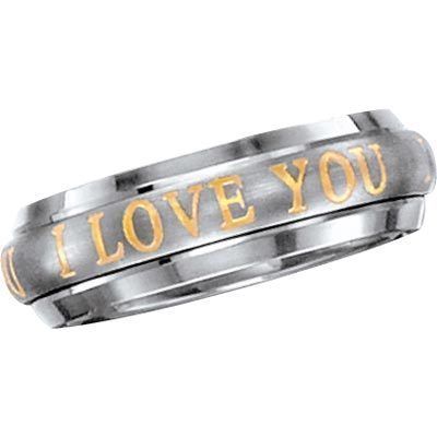 Titanium Spinner I LUV U, Unisex Band   Size 6   10  