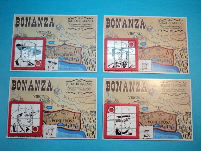 BONANZA * WHOLE CARTWRIGHT FAMILY * 4 SLIDE PUZZLE SKILL GAMES 