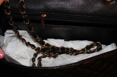   BLACK CLASSIC JUMBO SINGLE FLAP IN CAVIAR LEATHER WITH GOLD HARDWARE