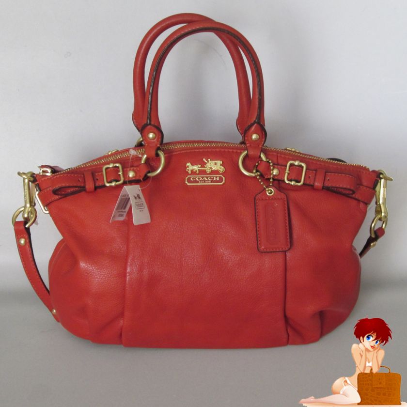 New Authentic Coach Madison Leather Sophia Satchel Bag Persimmon 