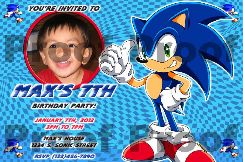 Sonic The Hedgehog Birthday Invitation  