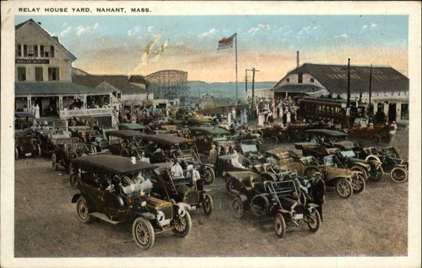 NAHANT MA Relay House Yard OLD CARS PC  