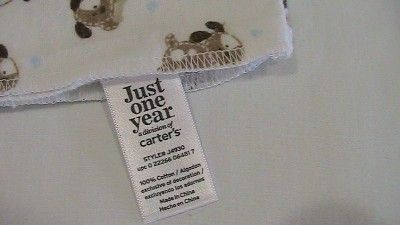 Carters Just One Year Dog/Puppy Receiving Flannel Baby Blanket  