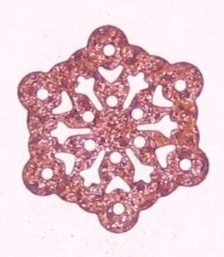 Mini Rusty Tin Filigree Snowflake Ornament Set of 6  