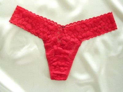 Victoria Secret LACIE NO SHOW HEART LACE THONG O/S BRIGHT RED  