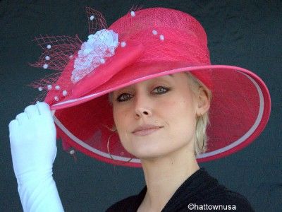 NEW Womens Kentucky Derby Hat Churchill Downs Sinamay Straw Fuchsia W 