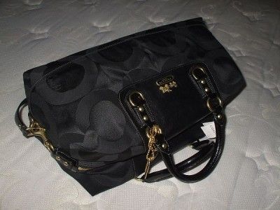 NWT Coach Madison Op Art Blk Signature C Duffle Travel XL Sabrina Tote 