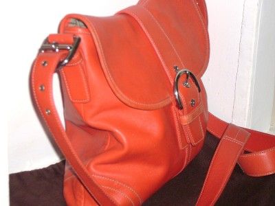 COACH Red/Orange Soho Flap Conv Duffle Cross Body/Messenger Shoulder 