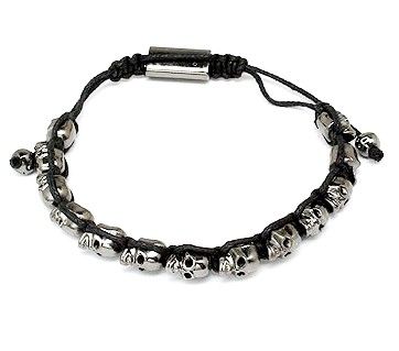 Love Hearts & Crosses Black & Silver Skulls Friendship Bracelet  