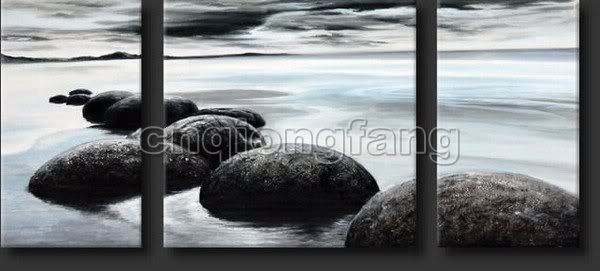   Art Modern Ocean Wave and Rocks Seascape Oil Painting Cs039  