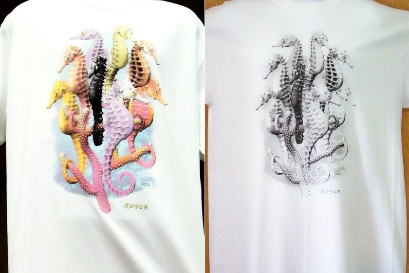 New Ladies T Shirt SUN ACTIVATED SEAHORSES Sz Sm 3XL  