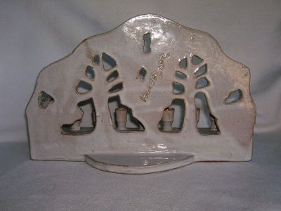 MENORAH TREE OF LIFE HANDCRAFTED POTTERY CANDLE HOLDER  