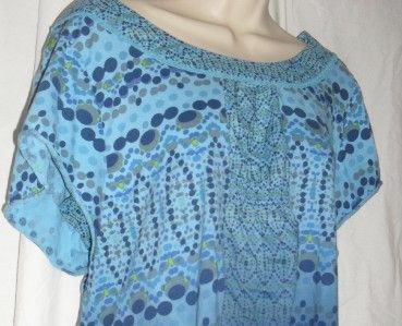 NEW Anthropologie Unity retro Blue cotton top sz XL  