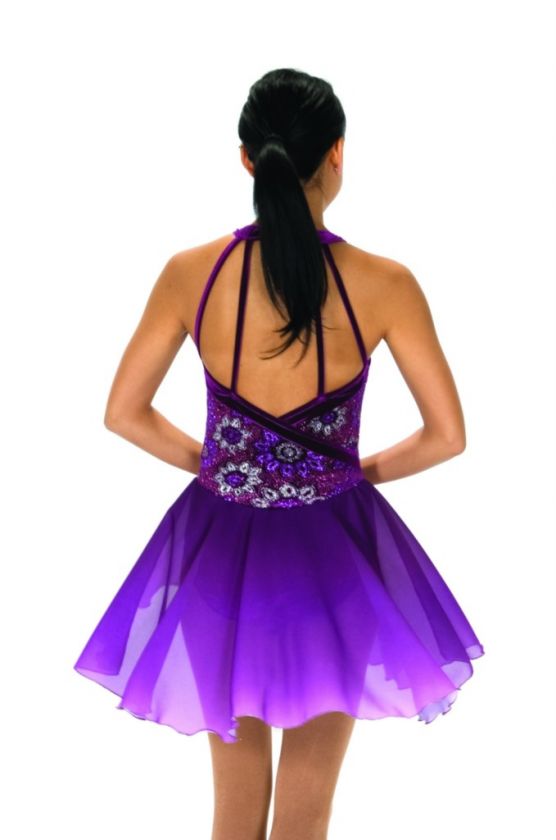 New 667 Floral Flounce Port Ice Dance Skating Dress  