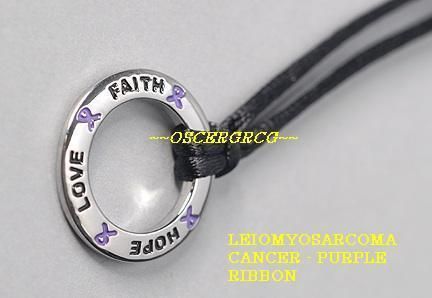 LEIOMYOSARCOMA CANCER AWARENESS NECKLACE PURPLE RIBBON  