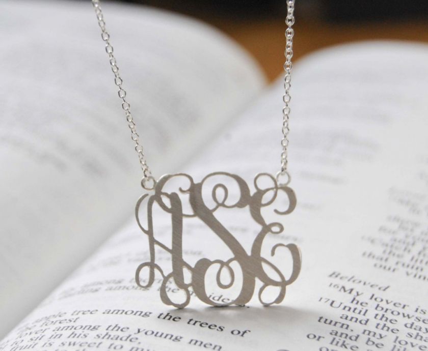 Monogram Necklace Personalized Initial Pendant  