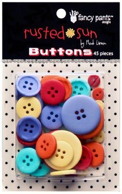 Fancy Pants Designs~RUSTED SUN Buttons~Scrapbook 45pc  