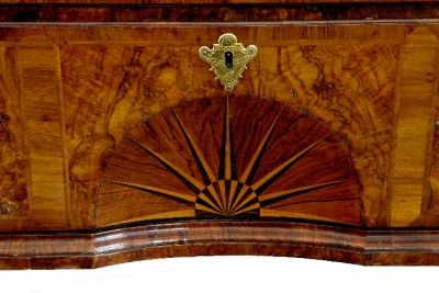 18TH CENTURY ANTIQUE SUNBURST WALNUT CHEST ON CHEST  