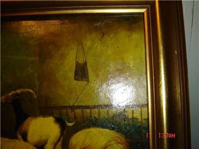 Antique GEORGES FRÉDÉRIC RÖTIG Oil Painting SHEEP, GOAT  