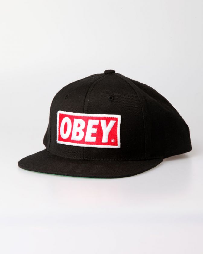 Obey Snap Back Hat Cap Red On Black Snapback  