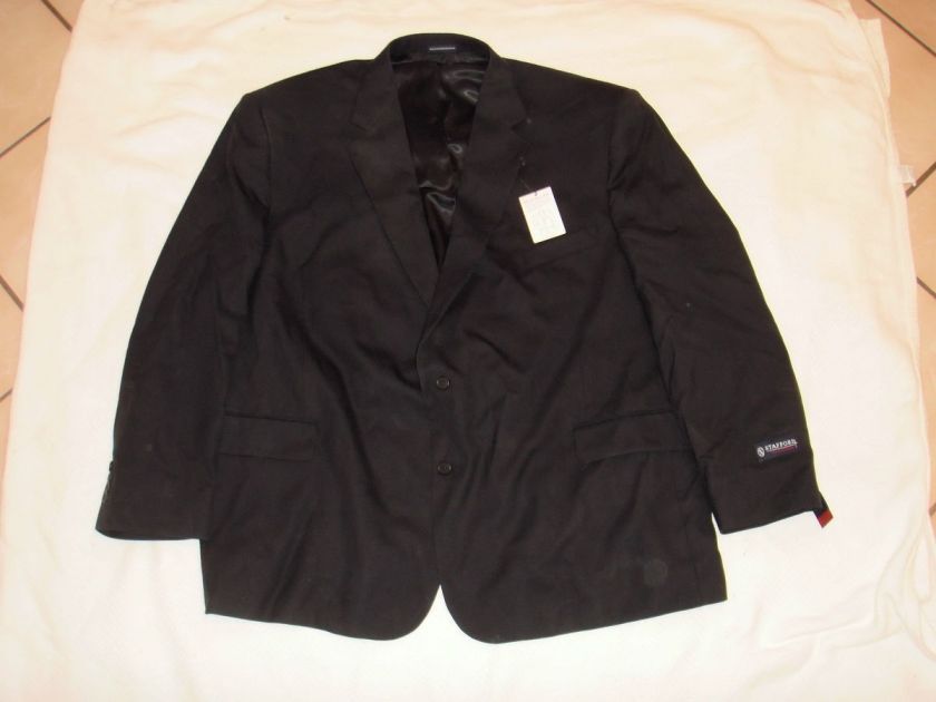 NWT $260 Retail Mens 56 R Stafford Navy Blue Suit Jacket 100% Wool 
