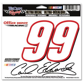 NASCAR Carl Edwards # 99 Office Depot Racing number and signature 