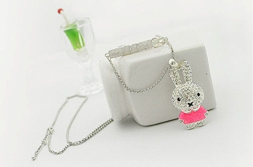 New Lovely Red Miffy Rabbit Animal Diamond Necklace  