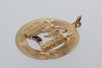 VINTAGE 14K GOLD STOCKING MERRY CHRISTMAS JEWELS CHARM  
