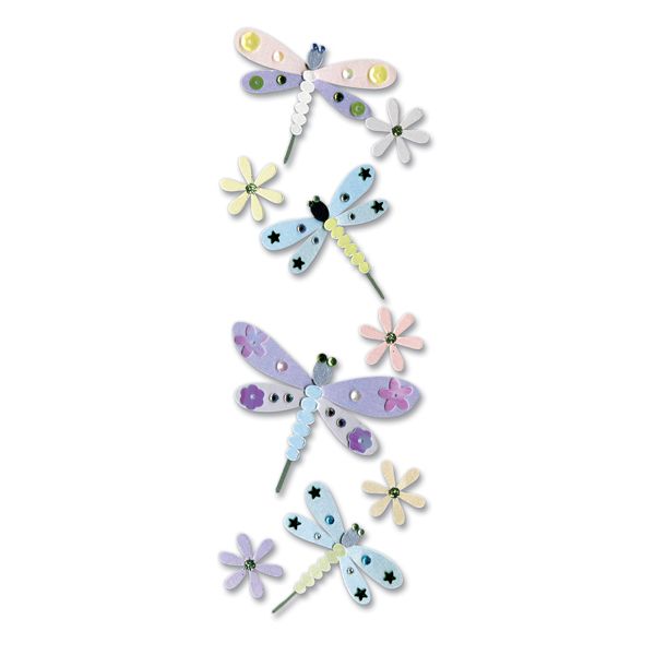 NEW 9 PC. DRAGONFLY Flowers EK SUCCESS 3D Stickers NIP 15586 64465 4 