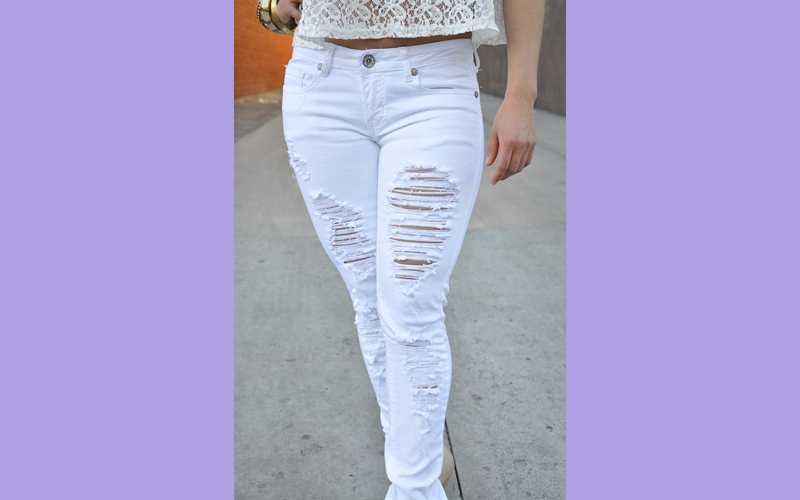 Machine Jeans SZ 0 13 WHITE destroyed SKINNY FAST SHIPPING ST1005 