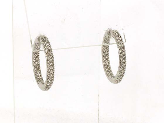 14K GOLD & 1.46 CTS DIAMONDS INSIDE OUT HOOP EARRINGS  