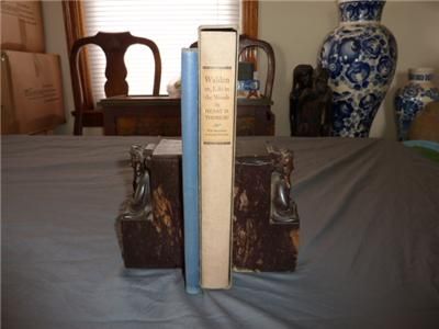 Vintage massive book ends, marmor with buddistic motives, old  