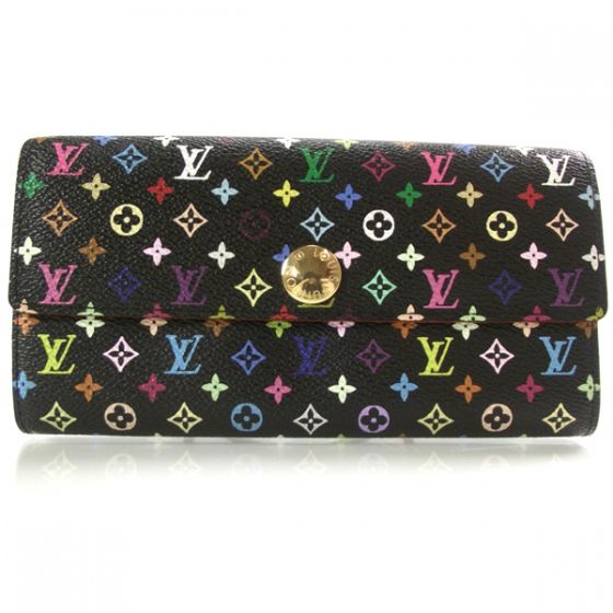 LOUIS VUITTON Multicolor SARAH Wallet Coin Purse Black  