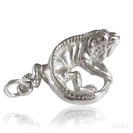 LIZARD IGUANA REPTILE Sterling Silver Charm Pendant  