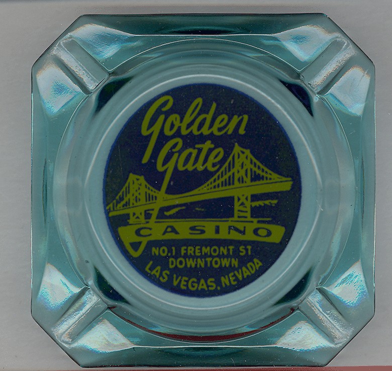 Golden Gate casino Las Vegas light blue glass ashtray  