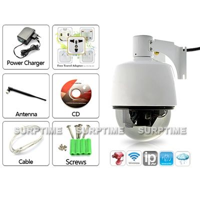 Wireless Wi Fi IP Weatherproof PTZ Security Surveillance Camera 3x 