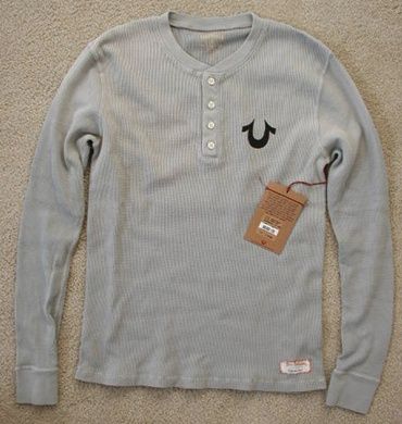 NWT True religion mens thermal shirt Pebble grey  