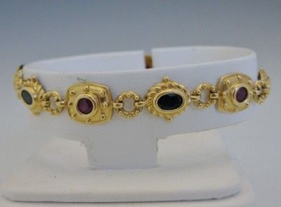 BEAUTIFUL VINTAGE 14K YELLOW GOLD RUBY & SAPPHIRE BRACELET  