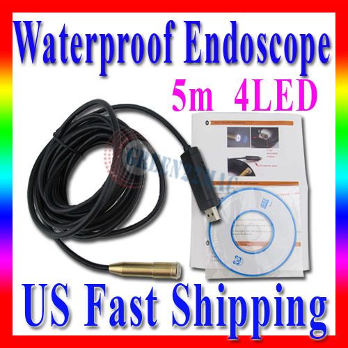 Waterproof USB Inspection Camera Endoscope Pipe Cam 5m  