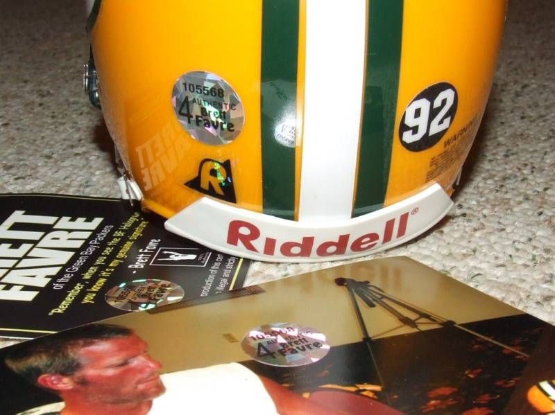   BRETT FAVRE 4 SIGNED AUTO SIGNATURE RIDDELL REGGIE WHITE HELMET  