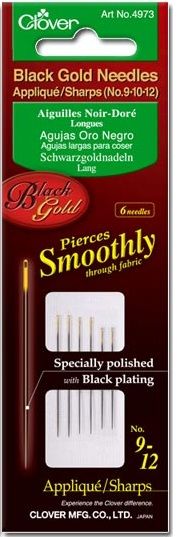 Clover Brand Black Gold Applique Needles 3 Sizes CL4973  