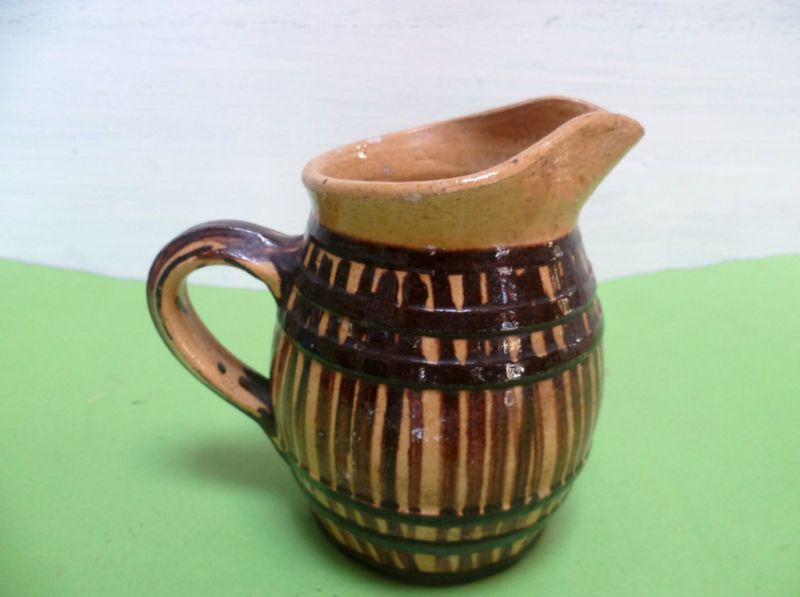 Vintage french Yellow WINE POTTERY Pitcher  