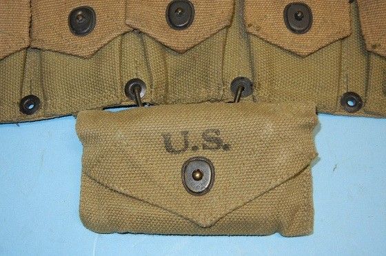 Original WWII M1 Garand Cartridge Belt & 1st Aid Pouch *NICE*  