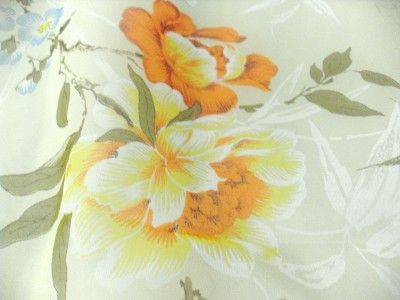 RETRO VTG FLORAL PRINT SHEER DRAPERY FABRIC VOILE  