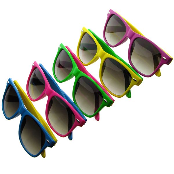 Sale Retro Bright Double Color Wayfarer Sunglasses 4824 5 Pack  