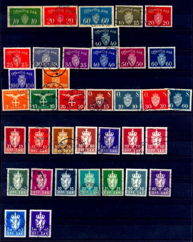 NORWAY DIENSTMARKEN 1933 1973/37 DIFFERENT STAMPS USED  