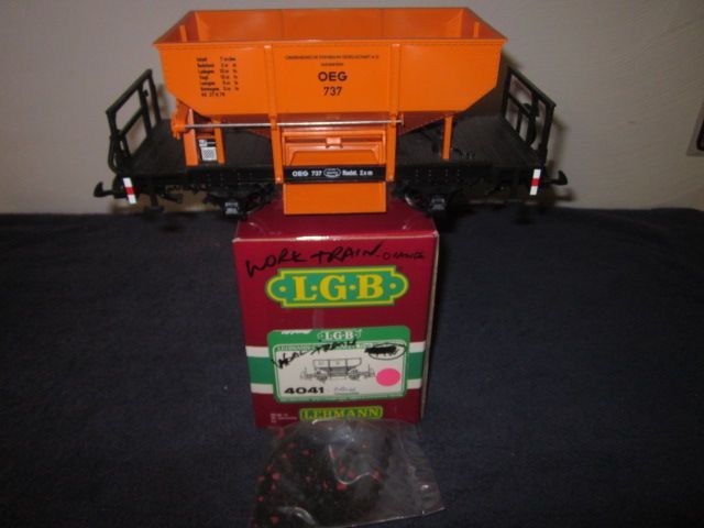 LGB 4041 G SCALE OEG 737 GRAVEL ORE BALLAST CAR ORANGE W/OB  