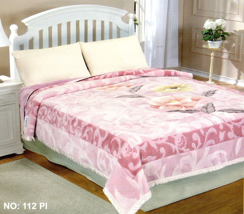 Flowers Pink Back Side Double Sided Blanket Queen Size Koyo Brand New 