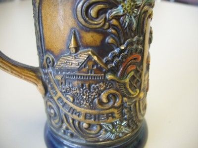   Old Lidded Beer Stein GERZ W GERMANY DAS LIEBEN WIR   FROH BEIM BIER