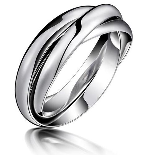 Classic Titanium Steel Sister 3 Circles Rings Pair Wedding Band Many 